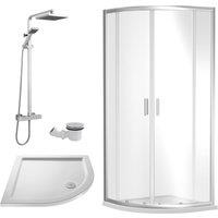 Balterley Ruwa Quadrant Bundle: Door, Tray, Square Kit, Waste 900mm White/Chrome in Silver