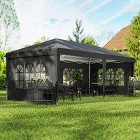 OUTSUNNY 3 x 6m Garden Pop Up Gazebo, Height Adjustable in Black