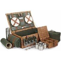 Red Hamper Wicker Deluxe Green Tweed Fitted Picnic Basket | Size: 4 Person