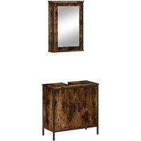 Berkfield Home 2 Piece Bathroom Furniture Set Smoked Oak Engineered Wood in Brown