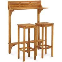 Berkfield Home 3 Piece Balcony Bar Set Solid Acacia Wood in Brown