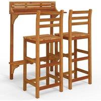 Berkfield Home 3 Piece Balcony Bar Set Solid Wood Acacia in Brown