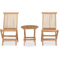 Berkfield Home 3 Piece Folding Outdoor Dining Set Solid Teak Wood in Brown