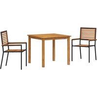 Berkfield Home 3 Piece Garden Dining Set Black Poly Rattan Acacia