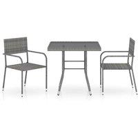 Berkfield Home 3 Piece Garden Dining Set Poly Rattan Anthracite & Grey