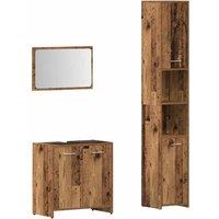 Berkfield Home 3 Piece Bathroom Furniture Set Old Wood Engineered Wood in Brown
