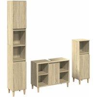 Berkfield Home 3 Piece Bathroom Furniture Set Sonoma Oak Engineered Wood in Light Brown