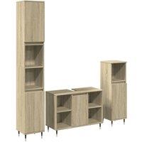 Berkfield Home 3 Piece Bathroom Furniture Set Sonoma Oak Engineered Wood in Light Brown