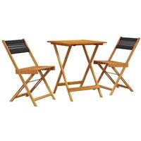 Berkfield Home 3 Piece Bistro Set Black Polypropylene & Solid Wood in Tan