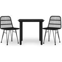 Berkfield Home 3 Piece Garden Dining Set Black Poly Rattan