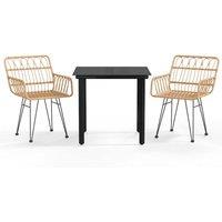 Berkfield Home 3 Piece Garden Dining Set Poly Rattan in Light Brown