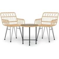 Berkfield Home 3 Piece Garden Dining Set Poly Rattan in Light Tan