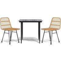Berkfield Home 3 Piece Garden Dining Set Poly Rattan in Tan