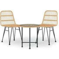 Berkfield Home 3 Piece Garden Dining Set Poly Rattan in Tan