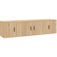 Berkfield Home 3 Piece TV Cabinet Set Sonoma Oak Engineered Wood in Light Tan