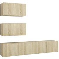 Berkfield Home 4 Piece TV Cabinet Set Sonoma Oak Engineered Wood in Light Brown