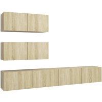 Berkfield Home 4 Piece TV Cabinet Set Sonoma Oak Engineered Wood in Light Brown