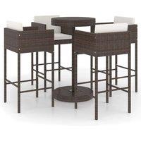 Berkfield Home 5 Piece Garden Bar Set with Cushions Poly Rattan Brown