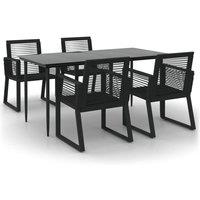 Berkfield Home 5 Piece Garden Dining Set Black PVC Rattan