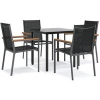 Berkfield Home 5 Piece Garden Dining Set Black Textilene & Steel