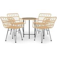 Berkfield Home 5 Piece Garden Dining Set Poly Rattan in Light Tan