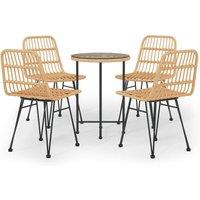 Berkfield Home 5 Piece Garden Dining Set Poly Rattan in Light Brown