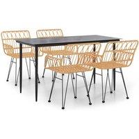 Berkfield Home 5 Piece Garden Dining Set Poly Rattan in Tan