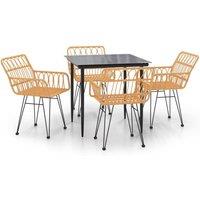 Berkfield Home 5 Piece Garden Dining Set Poly Rattan in Light Brown