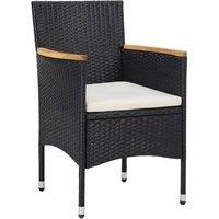 Berkfield Home 5 Piece Garden Dining Set Poly Rattan & Solid Wood Black