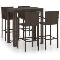 Berkfield Home 5 Piece Outdoor Bar Set with Armrest Poly Rattan Brown