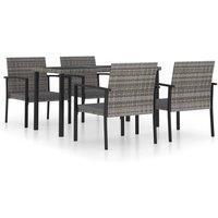 Berkfield Home 5 Piece Outdoor Dining Set Poly Rattan Grey