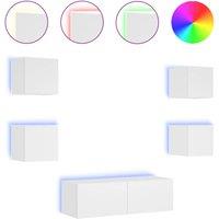Berkfield Home 5 Piece TV Wall Cabinets with LED Lights White