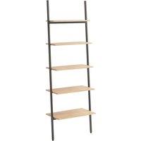 Berkfield Home 5-Tier Leaning Shelf Light Brown & Black 64x34x185.5 cm