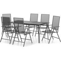 Berkfield Home 7 Piece Garden Dining Set Anthracite Steel in Dark Grey