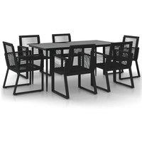 Berkfield Home 7 Piece Garden Dining Set Black PVC Rattan