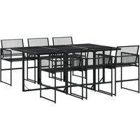 Berkfield Home 7 Piece Garden Dining Set Black Poly Rattan