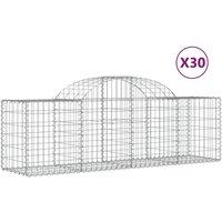 Berkfield Home Arched Gabion Baskets 30 pcs 200x50x60/80 cm Galvanised Iron in Silver