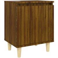 Berkfield Home Bed Cabinet with Solid Wood Legs Brown Oak 40x30x50 cm | Size: 40 x 30 x 50 cm