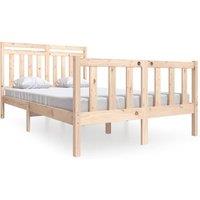 Berkfield Home Bed Frame 135x190 cm Double Solid Wood in Light Tan
