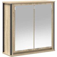 Berkfield Home Bathroom Wall Cabinet with Mirror Sonoma Oak 60x21x60 cm in Brown | Size: 60 x 21 x 60 cm