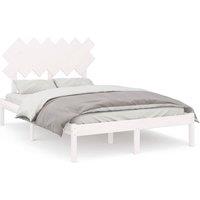 Berkfield Home Bed Frame White 135x190 cm Double Solid Wood