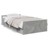 Berkfield Home Bed Frame Frame w/Drawers 135x190 cm Double Solid Wood Pine in Grey | Size: Small Single