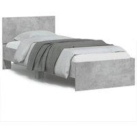 Berkfield Home Bed Frame Frame with LED Lights Concrete Grey 90x190 cm Single