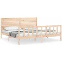 Berkfield Home Bed Frame with Headboard Super King Size Solid Wood in Natural