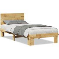 Berkfield Home Bed Frame with Headboard without Mattress 75x190 cm Solid Wood Oak in Brown