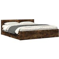 Berkfield Home Bed Frame with Headboard Wax Brown 120x190 cm Small Double Solid | Size: Super King