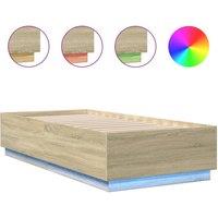 Berkfield Home Bed Frame with LED without Mattress Sonoma Oak 100x200 cm in Light Oak