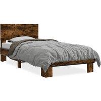 Berkfield Home Bed Frame without Mattress Smoked Oak 90x200 cm in Brown