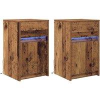 Berkfield Home Bedside Cabinet 2 pcs Old wood 38 x 34 x 61 cm Particle board in Brown
