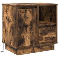 Berkfield Home Bedside Cabinet with LED Lights Smoked Oak 50x34, 5x50 cm in Brown